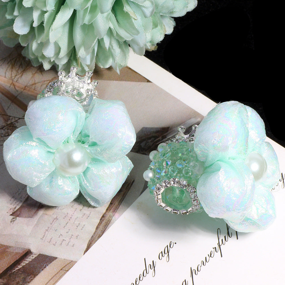 Wholesale 5pcs/pack Crown Pearl Sugar Bubble Flower DIY Straight Hole Loose Beads Mobile Phone Chain Key Chain Bag Chain Jewelry Accessories